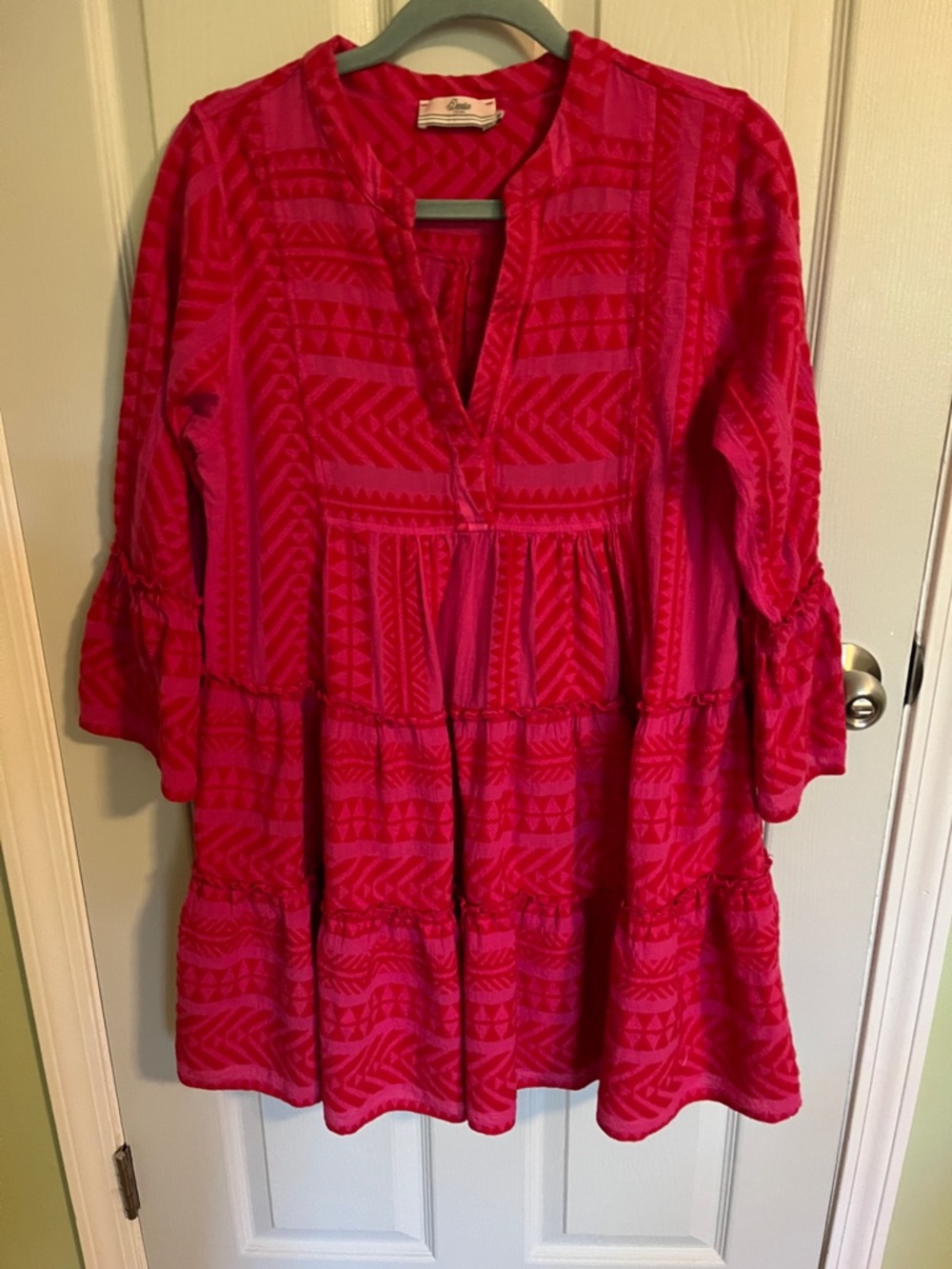 Devotion Twins Bright Fuchsia Geometric Tiered Tunic